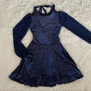 BLACKMILK BURNED VELVET NAVY SWEET ROMANCE DRESS